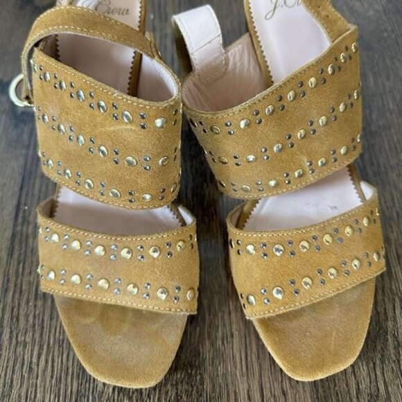 J.Crew Collection - Stella Studded Calf Suede Wood Heel - Picture 1 of 5